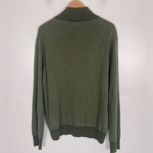 J. Crew Men's Henley Zip Mock Neck Sweater Size M Green Cotton Long sleeve - Picture 2 of 8